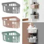 Kitchen Free Hole Shelf Bathroom Bathtub Wall Mounted Storage Rack Organizer Accessories Shower Corner