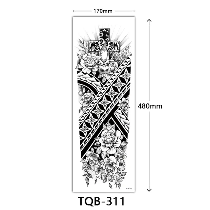 Body Art Full Fake Tatoo Tiger Wolf Flowers Rose Large Arm Tattoo Sticker Full Sleeve Waterproof Semi Permanent Tattoo Women Man - Image 15