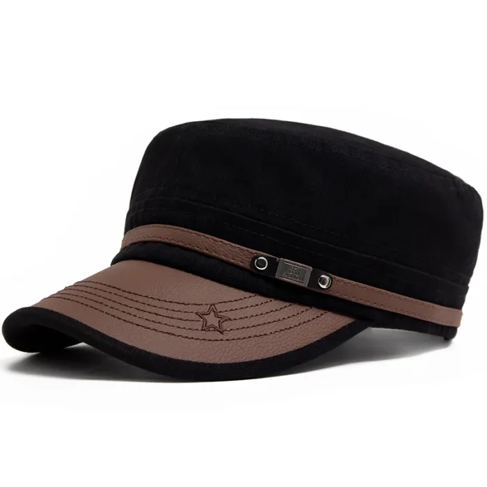 Flat Hat Women Fashion PU Leather Brim Men Baseball Cap Soft Cotton Cloth Casual Visor Trucker Hat Autumn Summer Adjustable - Image 2