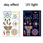 Luminous Temporary Tattoos Stickers Fluorescent Neon In Dark Illuminate Tattoo Elephant/Love Heart Shoulder Tattoo Party Sticker - Image 12