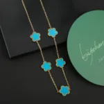 Stainless Steel Colorfast Simple Plant Five-leaf Flower Bracelet Necklace Earrings Three-piece Jewelry Ladies Four-leaf Clover - Image 27