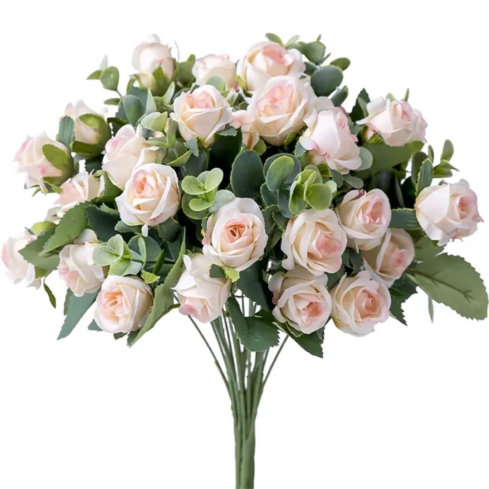 10 Heads Artificial Flower Silk Rose white Eucalyptus leaves Peony Bouquet Fake Flower for Wedding Table Party Vase Home Decor - Image 10