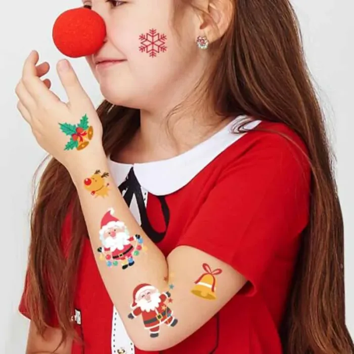 Christmas Tattoo Stickers Children Kids Cute Cartoon Transfer Face Arm Body Art Tattoo Decors Festival Party Makeup Decals - Image 1