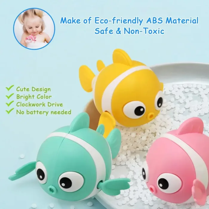 Baby Bath Toys Wind Up Paddling Pool Toys Floating Swimming Clownfish Clockwork Water Toy Bathtub Toys Gifts for Kids Toddler - Image 4