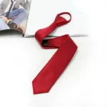 5cm Pre-tied Neck Tie Mens Skinny Zipper Ties Red Black Blue Solid Color Slim Narrow Bridegroom Party Dress Necktie Student Girl - Image 6