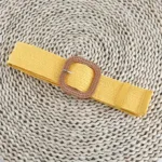 Vintage Bohemian Square Buckle Elastic Braided Belts Women Summer Wild Linen Weave Fake Straw Waist Belt Dress Shirt Decoration - Image 8