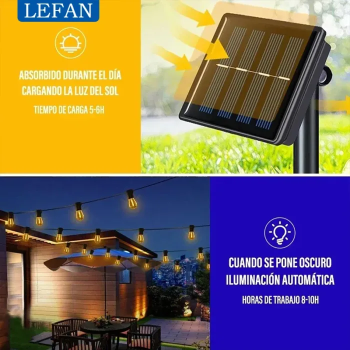 Morden Led Solar Outdoor String Lights Garden Waterproof Patio Lights for Outdoor Christmas Decoration Garland Furniture Fairy L - Image 3