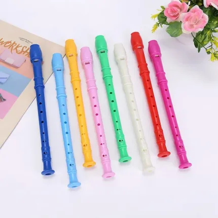 8 Holes Plastic Flute G Key Colourful Woodwind Instrument Random Color for Beginner Music Lesson Children Toy with Clean Stick