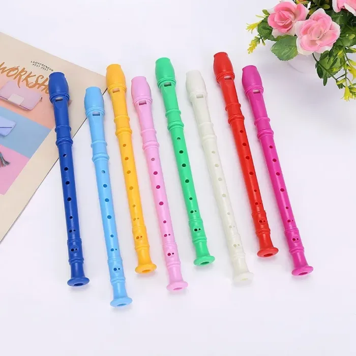 8 Holes Plastic Flute G Key Colourful Woodwind Instrument Random Color for Beginner Music Lesson Children Toy with Clean Stick - Image 1