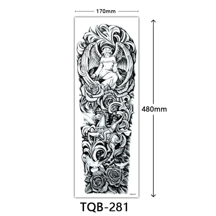 Body Art Full Fake Tatoo Tiger Wolf Flowers Rose Large Arm Tattoo Sticker Full Sleeve Waterproof Semi Permanent Tattoo Women Man - Image 25