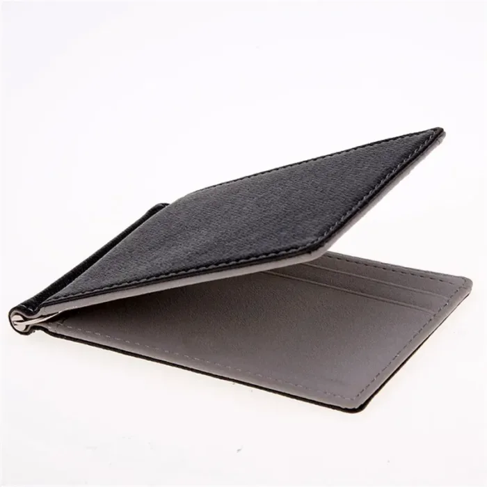 Leather Men Money Clips Metal Solid Wallets Credit Dollar Purses Money Holder portafoglio Wallet for Male Minimalist Card Holder - Image 7