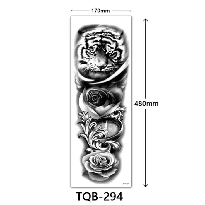 Body Art Full Fake Tatoo Tiger Wolf Flowers Rose Large Arm Tattoo Sticker Full Sleeve Waterproof Semi Permanent Tattoo Women Man - Image 34