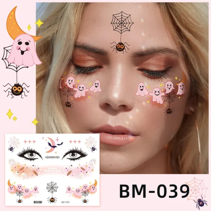 Size:15.8x12cm New Children's Halloween Tattoos Facial Gathering Waterproof Cartoon Temporary Tattoos Sticker - Image 15
