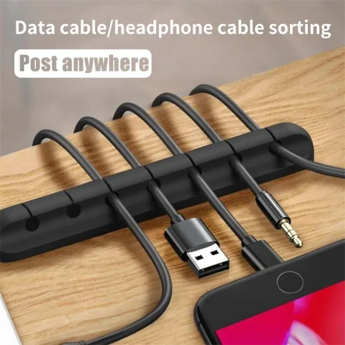 Data Cable Storage Desktop Cable Organizer Charging Cable Fixed Artifact Mobile Phone Bedside Silicone Line Card Headset Hub - Image 2