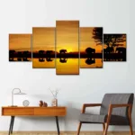 5 Piece Walking Elephant Sunset Africa Grassland Scenery Canavs Painting Prints Poster Living Room Wall Art Cuadros No Frame - Image 6