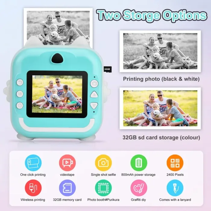Q5 Kids Camera Instant Print Photo Mini Digital Video Camera for Kids Print Thermal Paper Educational Toys Gift - Image 4