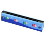 Wooden Harmonica for Children Toys Musical Instruments 16 Holes Double-Row Blow Cartoon Woodwind Mouth Harmonica Style 1