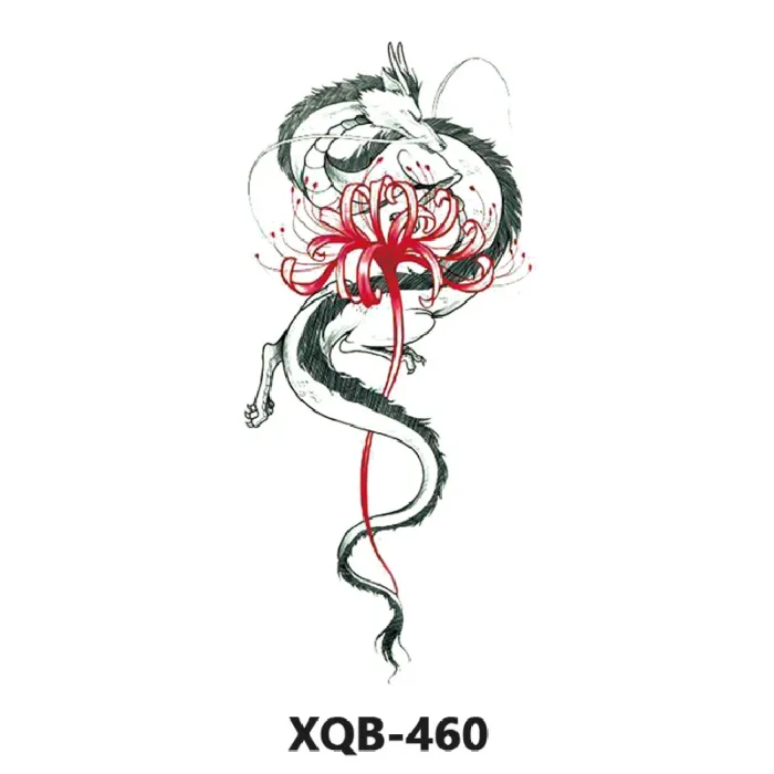 210 * 114mm Dragon, Snake, Lion Tattoo Sticker For Men And Women Black And White Color Transfer Printing Temporary Tattoos Art - Image 3