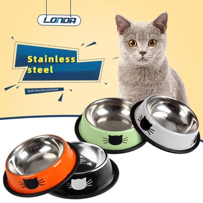 New Assemblable Multicolor Stainless Steel Dog Cat Bowl Non-slip Non-fall Eat Drink Pet Food Container Feeder Dish Bowl - Image 1
