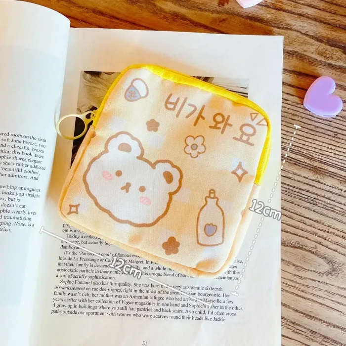 Korean Cute Bear Large Capacity Sanitary Napkin Storage Bags Girls Cartoon Physiological Period Tampon Organiser Bag Mini Bag - Image 10