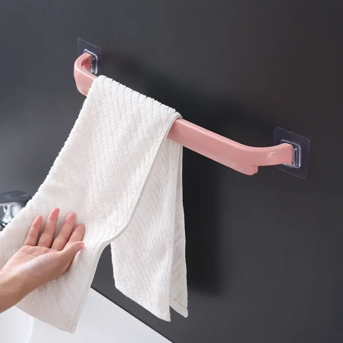 Adhesive Towel Rack Bathroom Towel Bar Shelf Wall Mounted Towels Hanger Toilet Suction Cup Holder Kitchen Bathroom Organizer - Image 1