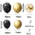 107pcs black gold balloon set. Graduation season New Year's Retirement Wedding Birthday Gender reveal party supplies decoration - Image 2