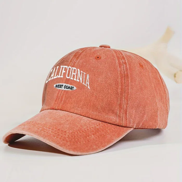 Fashionable Versatile Washed Letters Solid Color Embroidered Baseball Cap For Men Wide Brimmed Casual Sports Cap For Women - Image 15