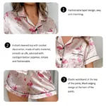 Women's Floral Print Pajama Set Short Sleeve Button Up Top and Elastic Waistband Shorts for Comfortable Sleep and Lounging - Image 5