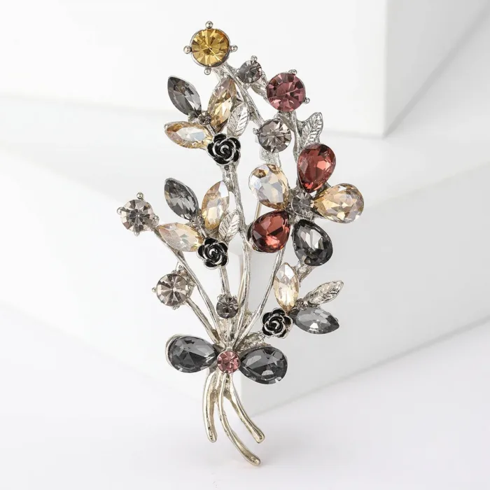Rhinestone Flower Bouquet Brooches for Women Casual Office Party Coat Bag Decoration Accessories Pins Gifts - Image 5