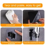 90° adjustable shower head bracket Self Adhesive Shower Head Wall Mount Holder for Handheld Shower Adjustable Showerhead Rack - Image 5