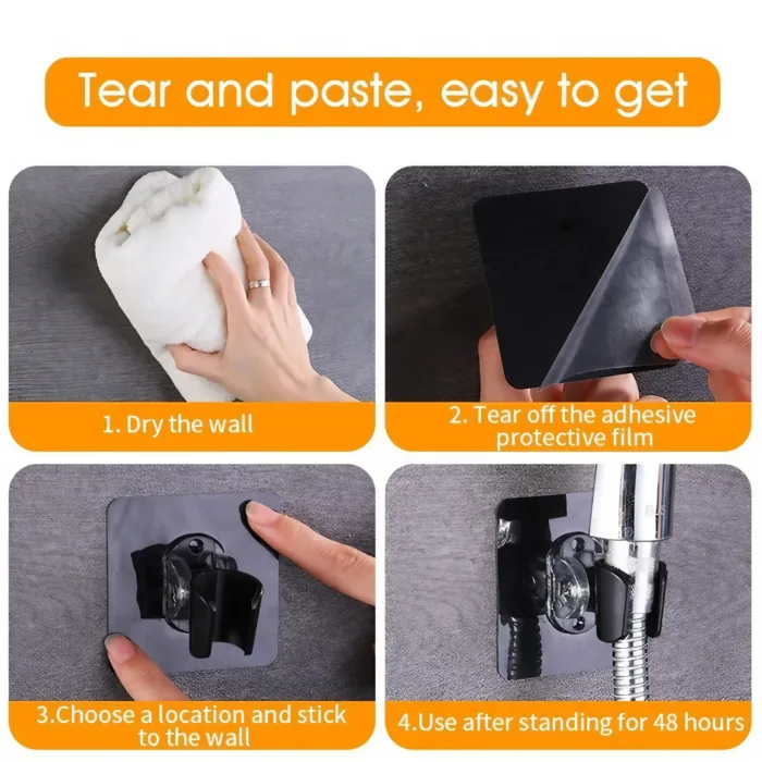 90° adjustable shower head bracket Self Adhesive Shower Head Wall Mount Holder for Handheld Shower Adjustable Showerhead Rack - Image 5