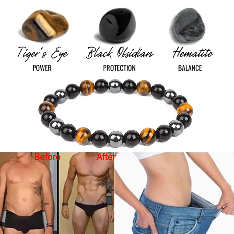 S276ffe77707c406d8ede5b705fa2c241y.webp Natural Black Obsidian Hematite Tiger Eye Beads Bracelets Magnetic Health Protection Slimming Weight Loss Soul Jewelry Women Men - Image 1