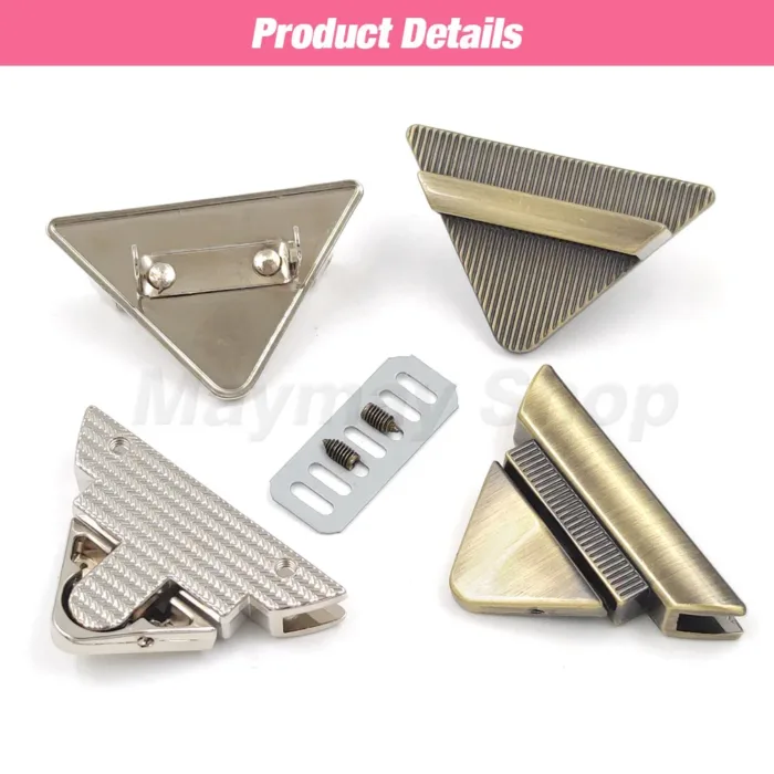 1pcs Metal Fashion Switch Lock Triangle Press Lock Clasp Leather Craft Women Bag Handbag Shoulder Bag Purse DIY Hardware - Image 4