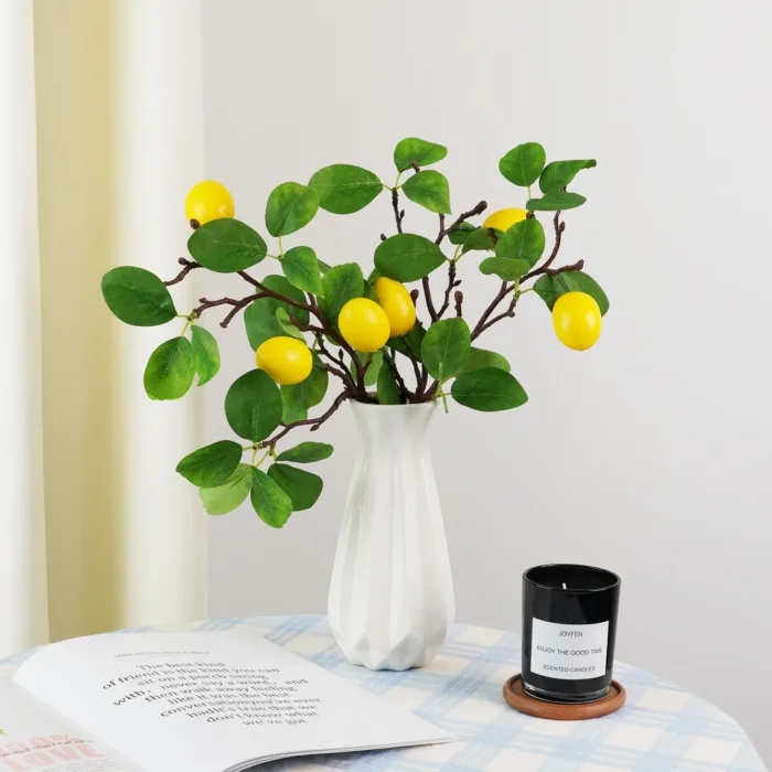 Real looking Yellow Lemon fruit with fake leaves Artificial flowers for Hotel Home decor flores artificiales - Image 1