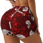 Women's Yoga Shorts Skulls And Pink Flowers Scrunch Booty Butt Lifting Comfort Fitness Gym - Image 15