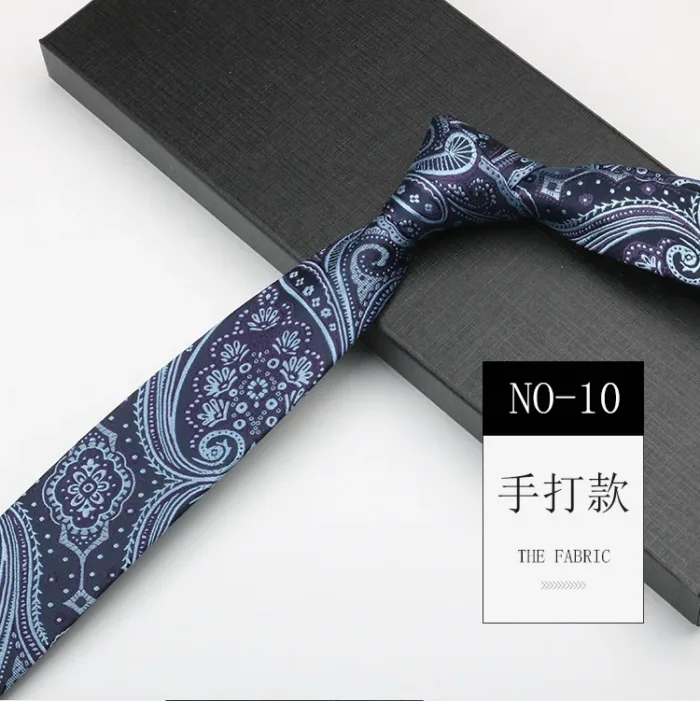 6cm Width Navy Paisley Neck Ties For Men Business Handmade Narrow Soft Polyester Neckties Trendy Fashion Shirt Suit Accessories - Image 13