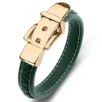 European and American Style Belt Buckle Stainless Steel Trendy Punk Style Men's Bracelet Multicolor Wide Leather Rope Bracelet - Image 2