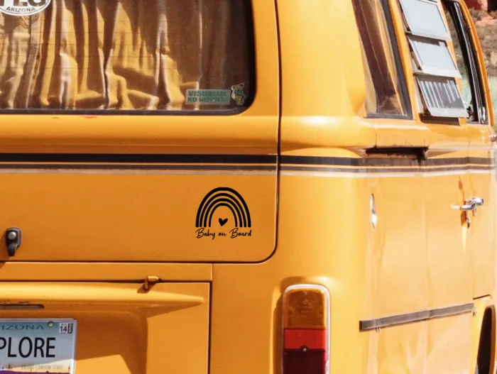 Baby Sticker | Baby on Board |  parents pregnant boy girl stroller van station wagon rainbow grandpa grandma family - Image 4