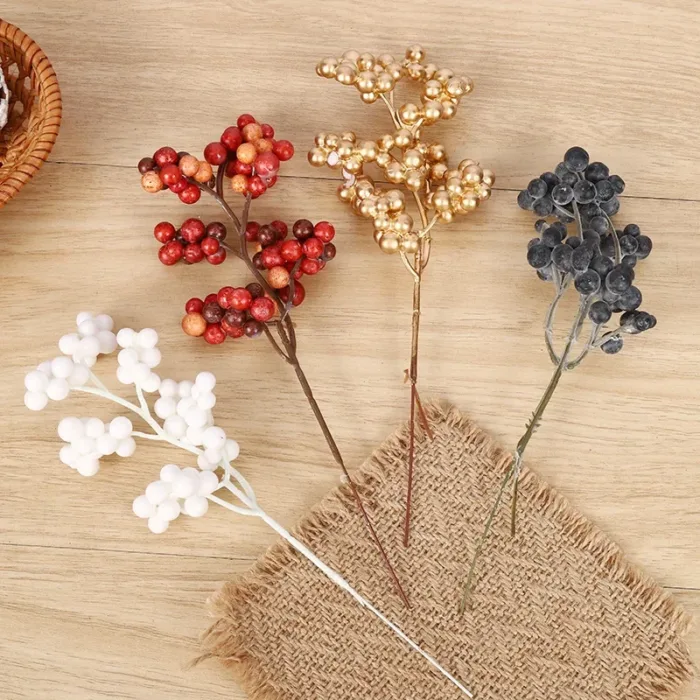18cm Christmas Decorations Simulated Rich Fruit Festival Decoration New Year Noel Red Berry Branch Living Room Home Decoration - Image 3