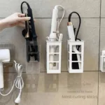 Hair Tool Organizer Wall Mounted Brushes Holder Punch-free Curling Iron Shelf Hair Straightener Storage Rack Bathroom Shelves - Image 2
