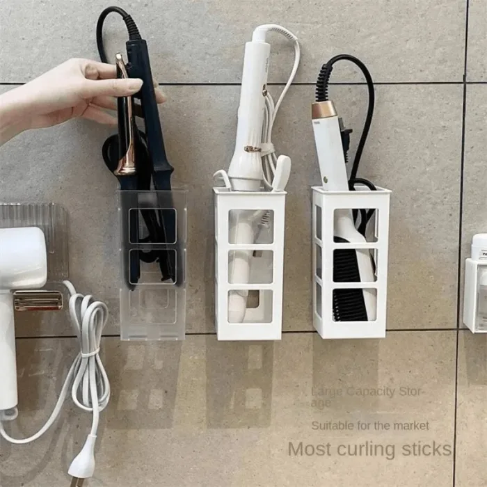 Hair Tool Organizer Wall Mounted Brushes Holder Punch-free Curling Iron Shelf Hair Straightener Storage Rack Bathroom Shelves - Image 2
