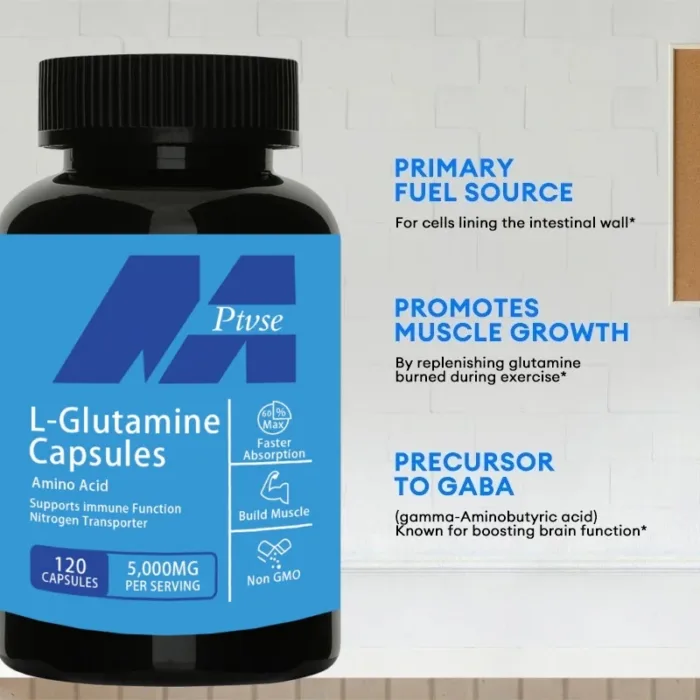L-Glutamine Capsules Replenish Transporter Supplements Amino Acid Improve Brain Function Support Workout Muscle Recovery - Image 4