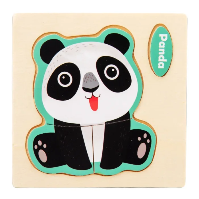 Montessori Wooden 3D Jigsaw Puzzle Cartoon Animals Children Learning Cognition Intelligence Puzzle Game Educational Toy for Kids - Image 10