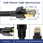 High Speed Cat 8 Ethernet Cable 40Gbps 2000MHz SFTP RJ45 Network Internet Lan Patch Cord for Laptops PS5 Router Cat8 Cable - Image 5