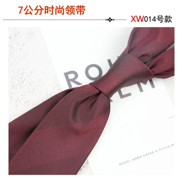 2024 New Korean 7cm Luxury Casual Neckties For Men Navy Brown Green Striped Neck Ties Formal Dress Suit Cravat Flower Red Tie - Image 9