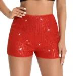 Womens Sparkly Sequin Shorts High Waist Sparkle Straight Leg Shorts Glitter Hot Booty Stretch Shorts Disco Rave Clubwear - Image 9