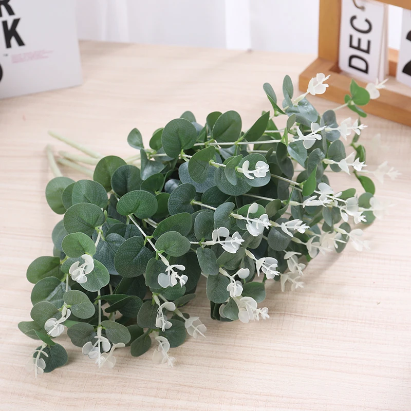 S2d220a6dde3e4df29b780e879fda3a6fN.webp Artificial Plastic Plant Eucalyptus Leaves Branch Green Stems Home Outdoor Party Wedding Fake Flowers DIY Decoration Arrangement - Image 1