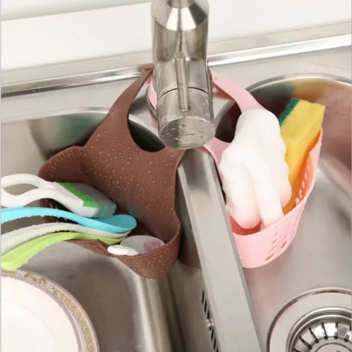 Home Storage Drain Basket Kitchen Sink Holder Adjustable Soap Sponge Shlf Hanging Drain Basket Bag Kitchen Accessories - Image 2