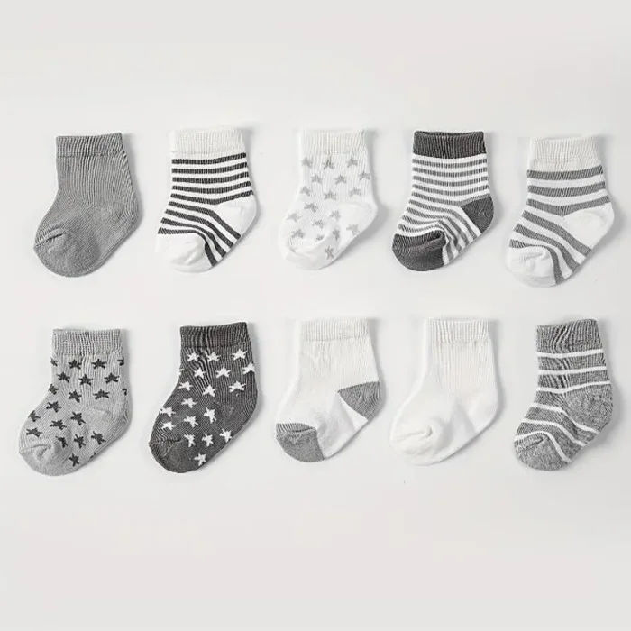 5 pairs/lot New spring and autumn star striped baby socks - Image 1