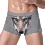 Boxer Men Underpants Modal Men's Wolf Panties Cartoon Animal Funny Boxers U Pouch Bulge Underwear Men  Lingerie Gift - Image 6